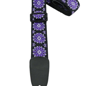 Henry Heller 2" Hand Sewn Deluxe Guitar Strap in Purple Jaquard