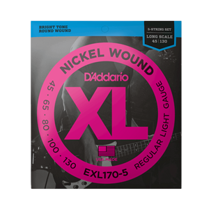 D'addario EXL1705 Light Gauge 5 String Nickel Wound Long Scale Bass Strings