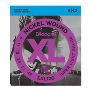 D'addario EXL120 Super Light Gauge Nickel Wound Guitar Strings 9-42