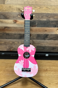 Pink Flower Soprano Ukulele with gig bag