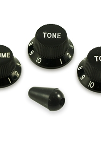 Wd Strat Style Knob and Switch Tip Set Black