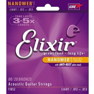 Elixir Light Gauge Nanoweb 80/20 Bronze Guitar Strings